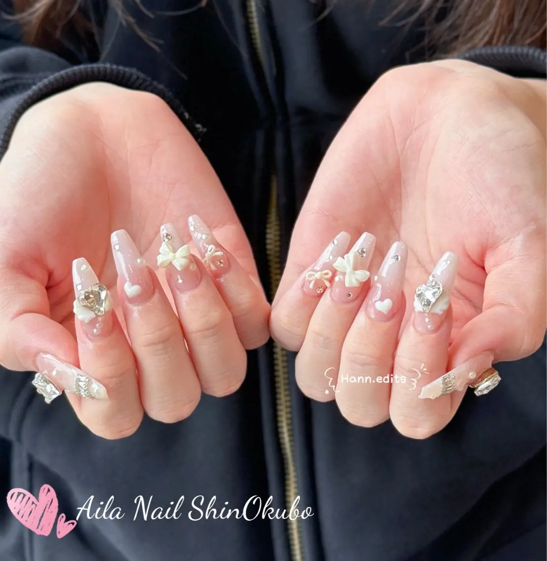 セミロング 韓国風ヘア ハンドネイル Aila Nail ShinOkuboのネイルデザイン