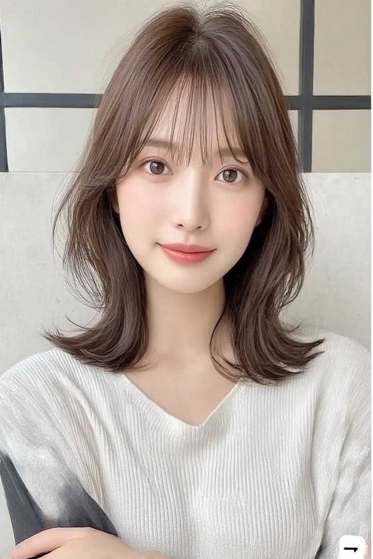 ミディアム カラー ヘアカラー 🍒モテ暖色カラー × うる艶✧ ゆなのヘアスタイル