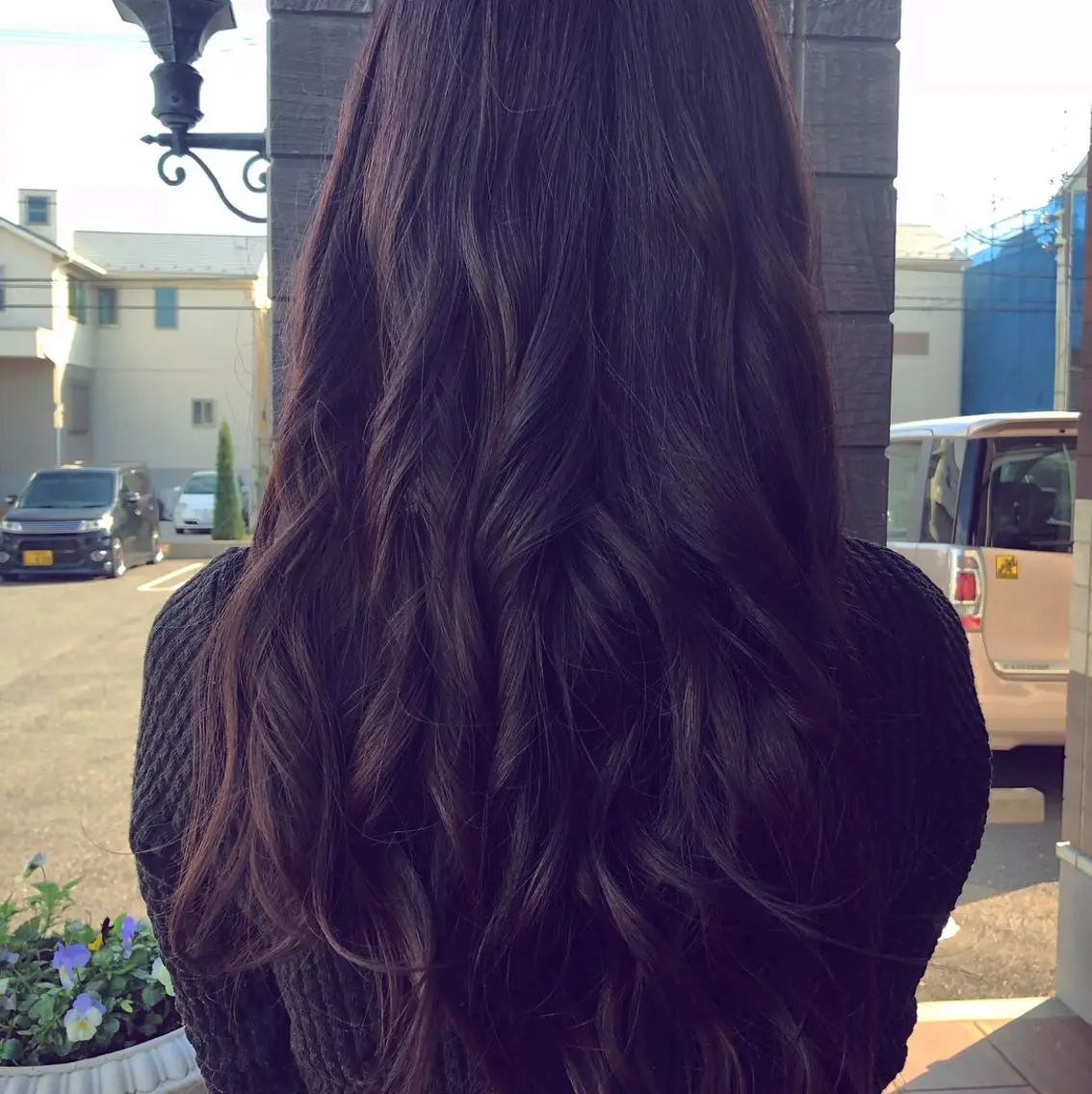 ロング カラー グレージュ ラベンダーカラー ラベンダーグレージュ ラベンダーグレー 石井 麻鈴のヘアスタイル