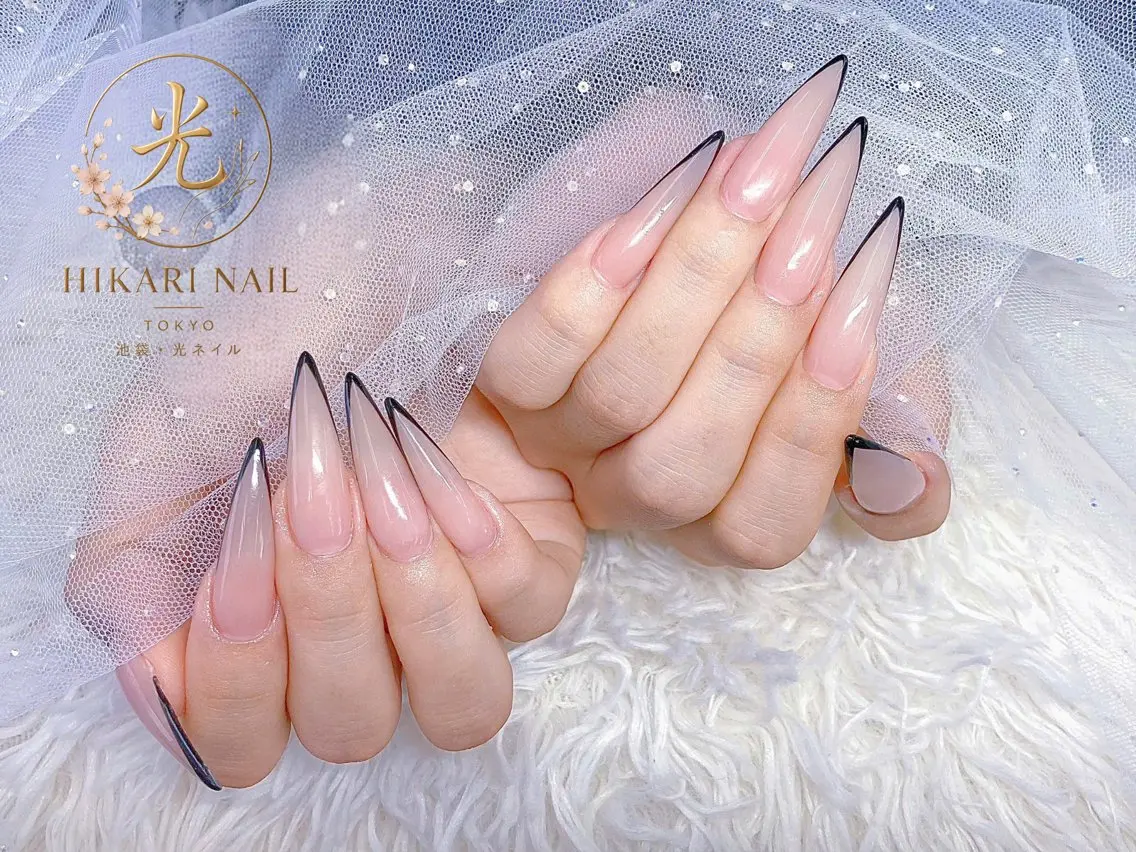 ネイル チークネイル 長さ出し フレンチネイル ガーリー ハロウィン フットネイル HikariNail Ikebukuroのネイルデザイン