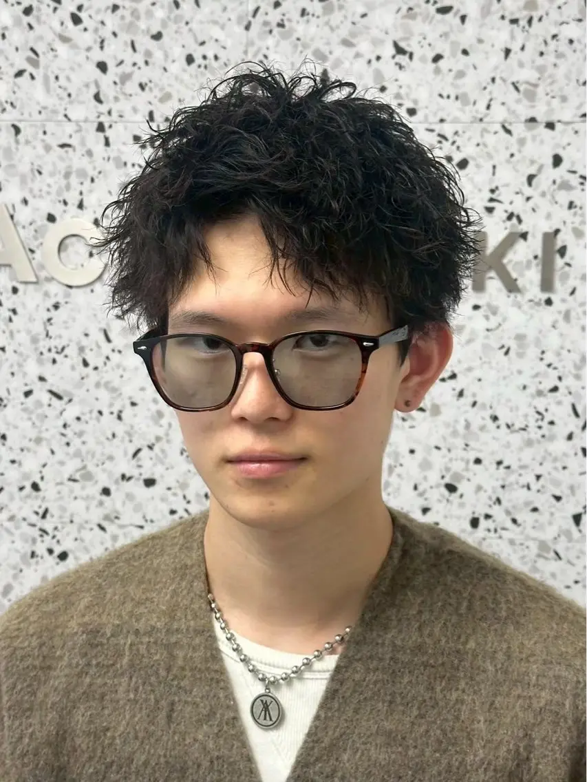 ショート カラー パーマ メンズ特化/ツイスパ /波巻き/松本真生のヘアスタイル