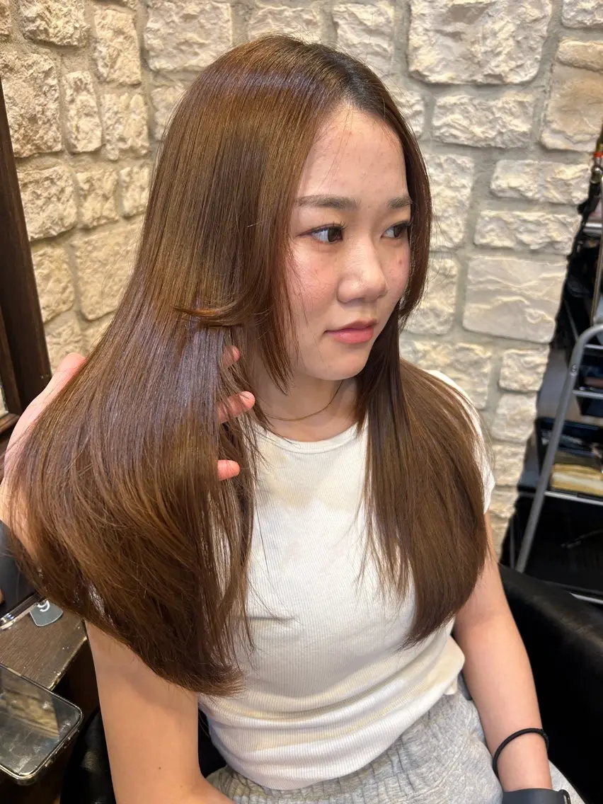 ロング レイヤーカット 縮毛矯正 MIKU ♡彡のヘアスタイル