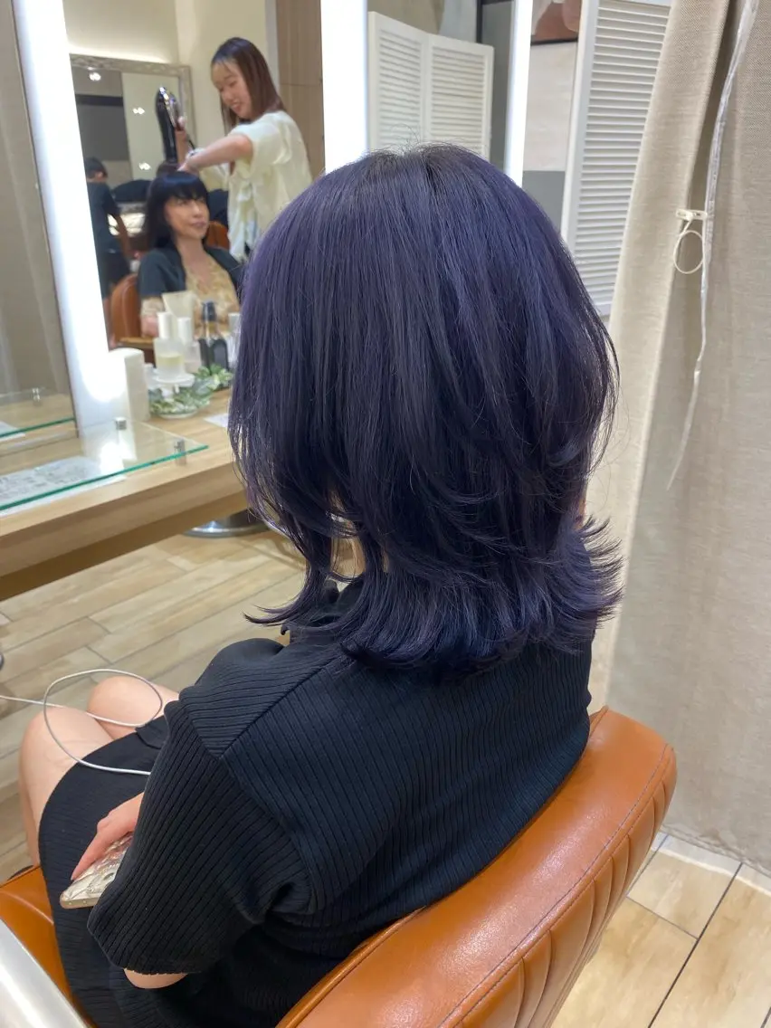 ミディアム レイヤーカット カット ヘアカラー トリートメント ヘアセット 新宿メンズパーマ ヨモギダのヘアスタイル