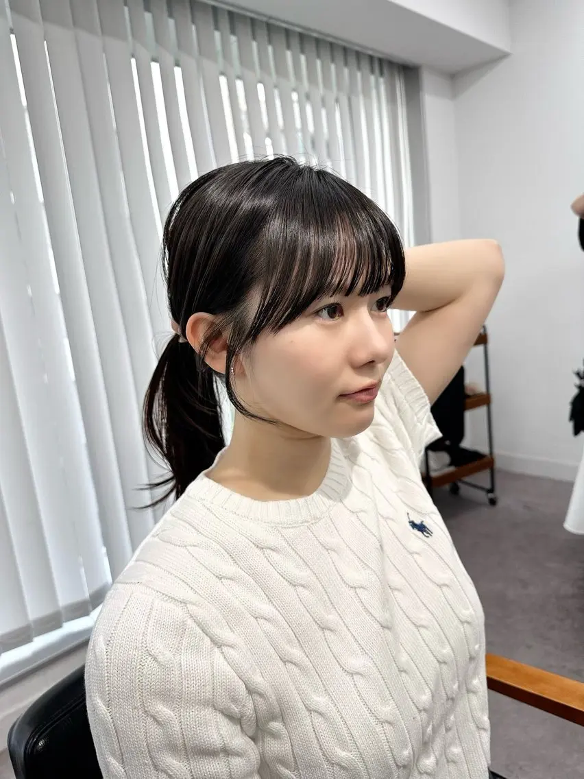 ミディアム カラー パーマ ヘアアレンジ メンズ キッズ レイヤーカット／ 巻ける縮毛矯正のヘアスタイル