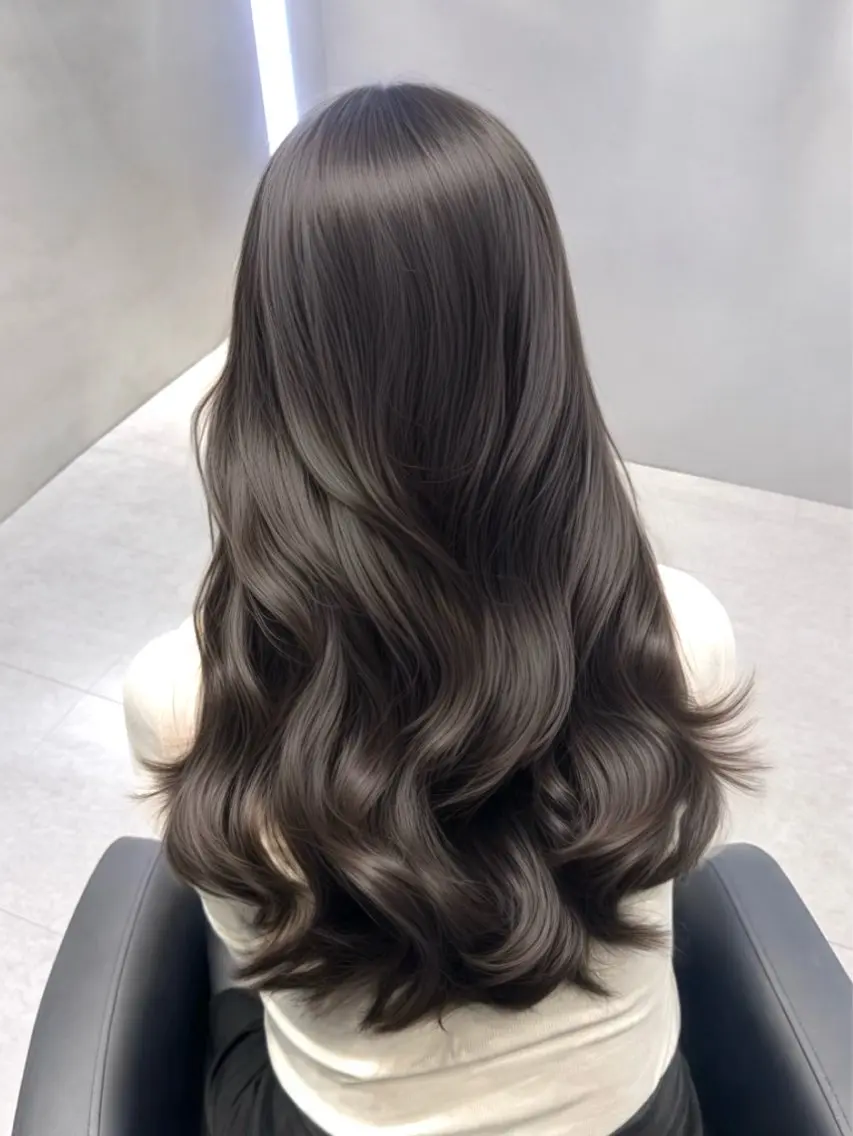 ロング カラー カット ヘアカラー 心斎橋/ブリーチなし 赤み消し/髪質改善のヘアスタイル