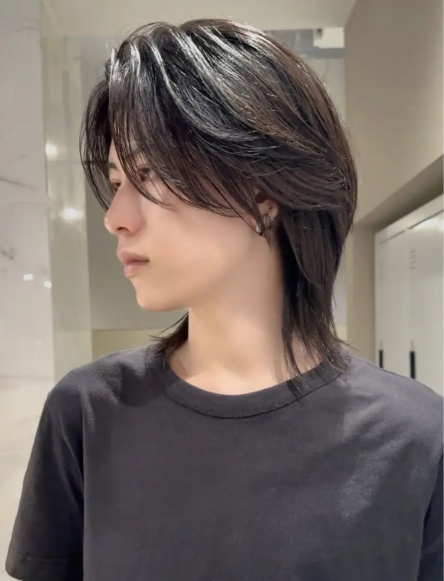 ミディアム ヘアアレンジ メンズ メンズウルフ🐺 ブリーチ/momoのヘアスタイル