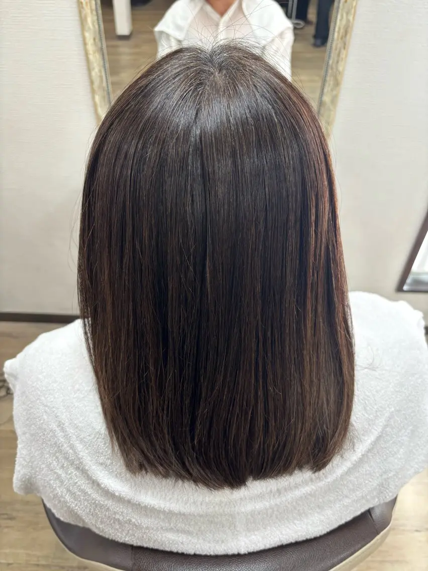 ミディアム 縮毛矯正 丸本 瑠奈のヘアスタイル