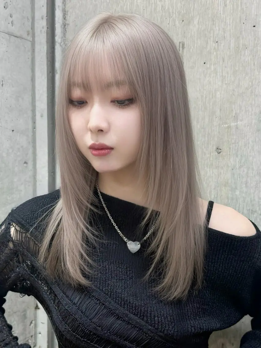 ミディアム カラー ヘアカラー トリートメント ハッシュカット&艶々 ハイトーン/ミワのヘアスタイル