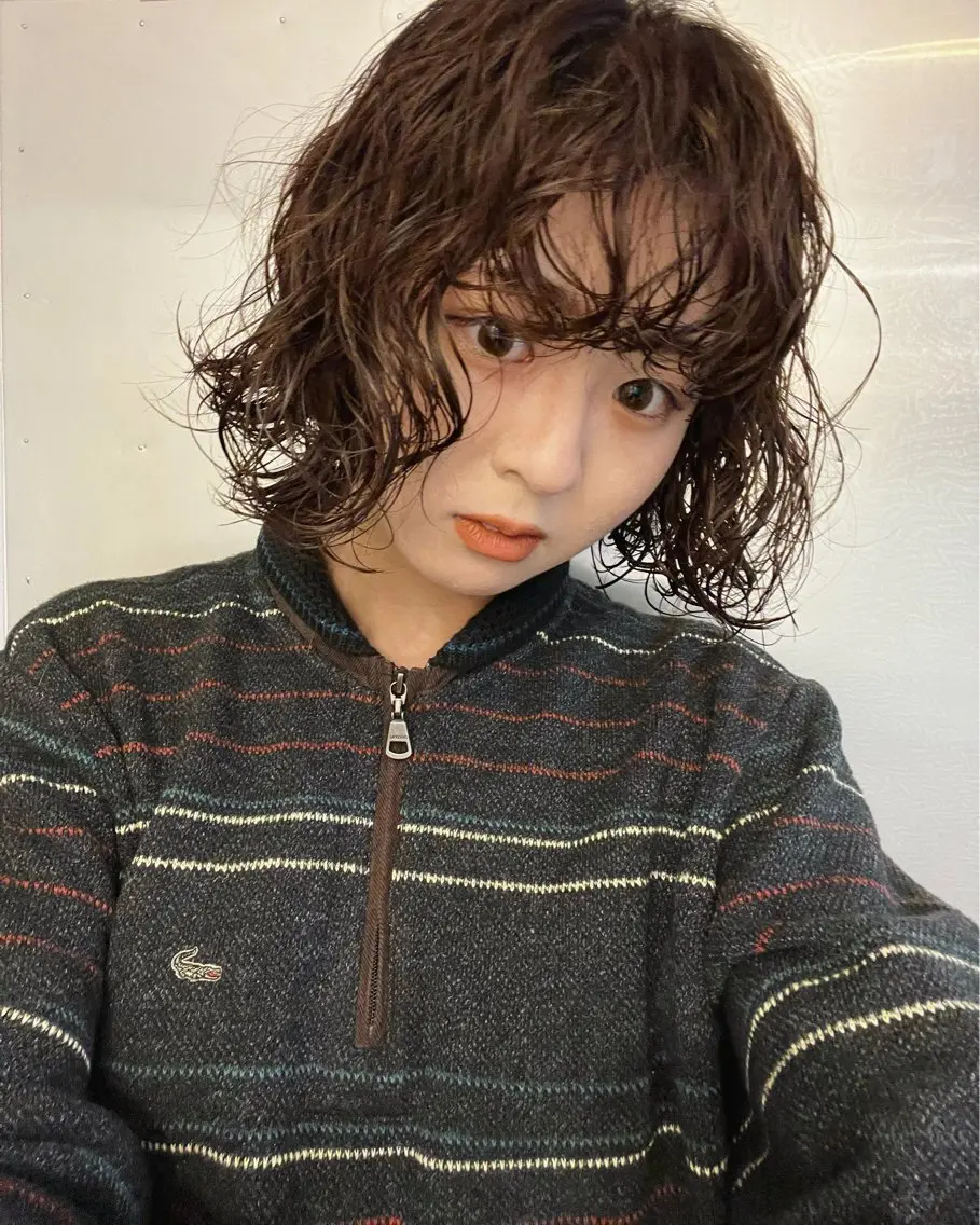 ショート パーマ ボブ ボブパーマ/パーマ ウルフパーマのヘアスタイル