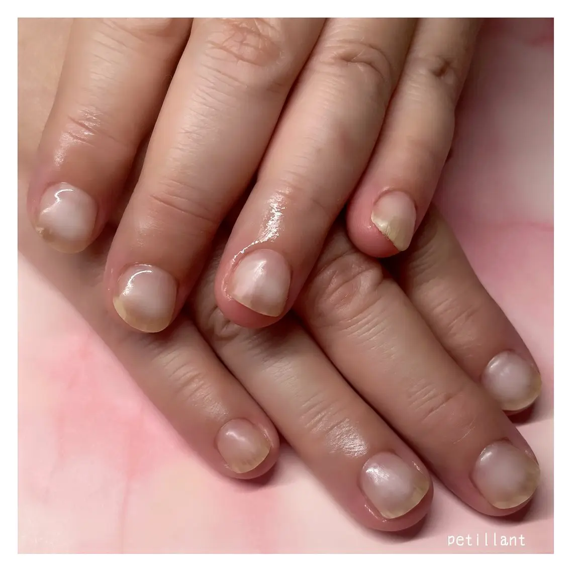 ネイル クリアネイル マットネイル ピンク nail salon petillantのネイルデザイン