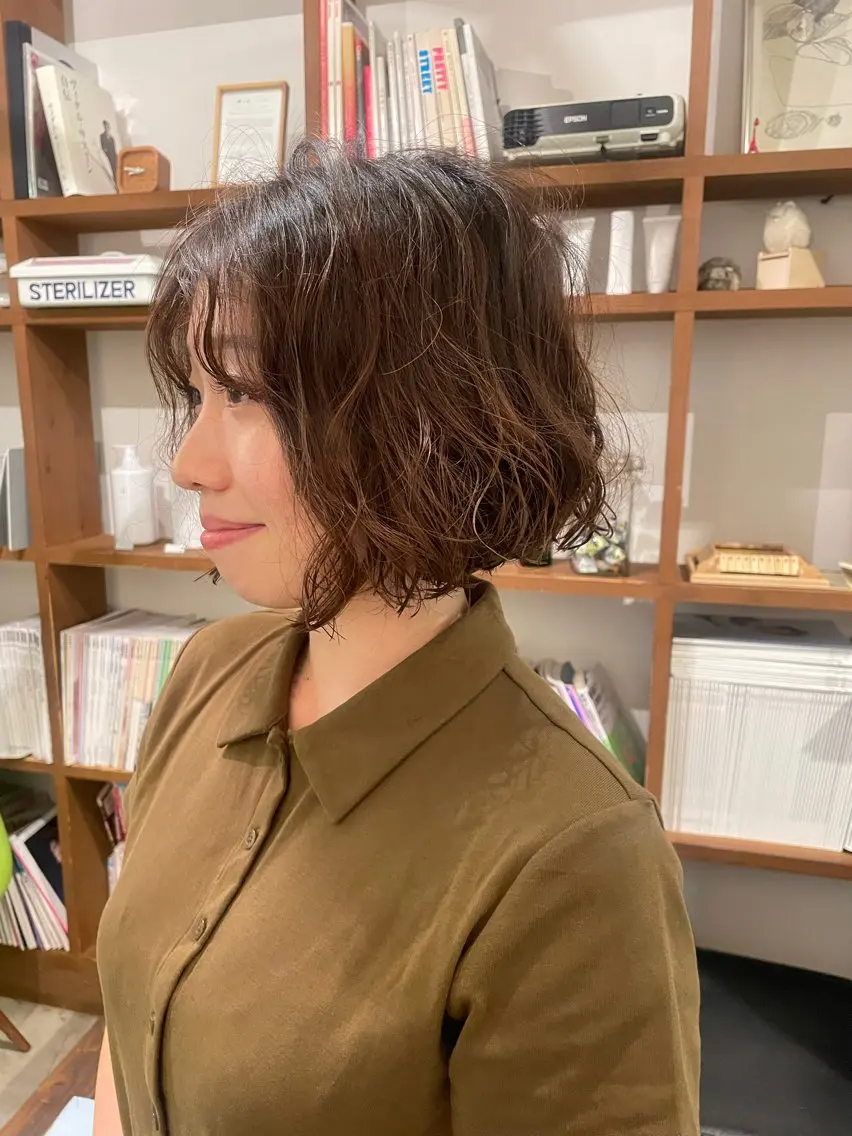 パーマ ボブ カットモデル募集 西川二葉のヘアスタイル