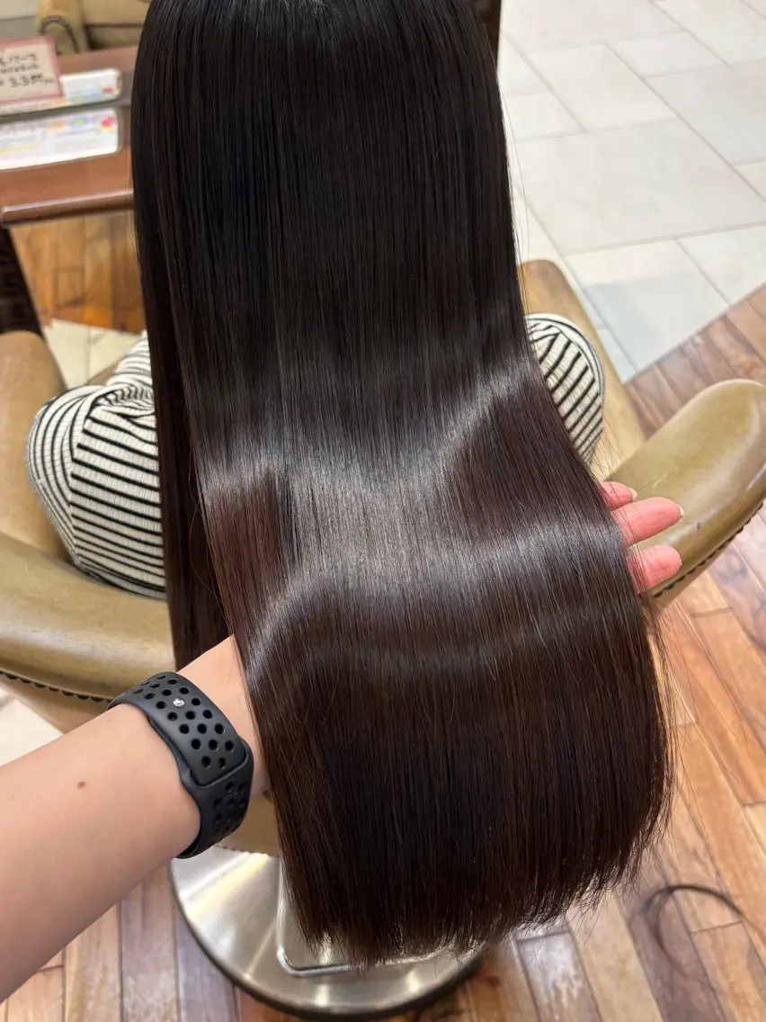 ロング カラー 髪質改善 トリートメント カット ヘアカラー トリートメント 縮毛矯正×髪質改善 /透明感カラー/熊川のヘアスタイル