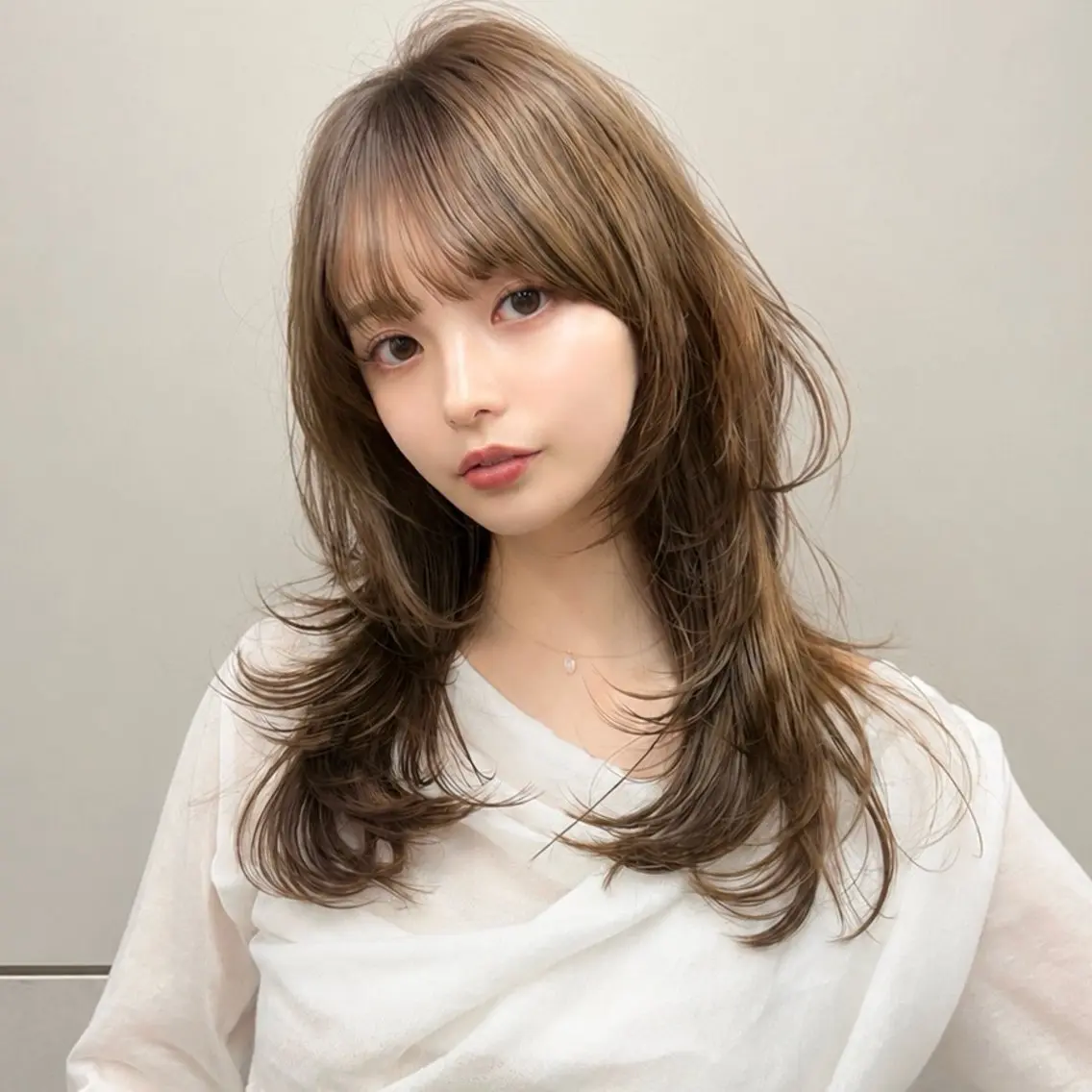 セミロング カラー カット ヘアカラー トリートメント 新宿/レイヤーカット 髪質改善/小顔見せのヘアスタイル