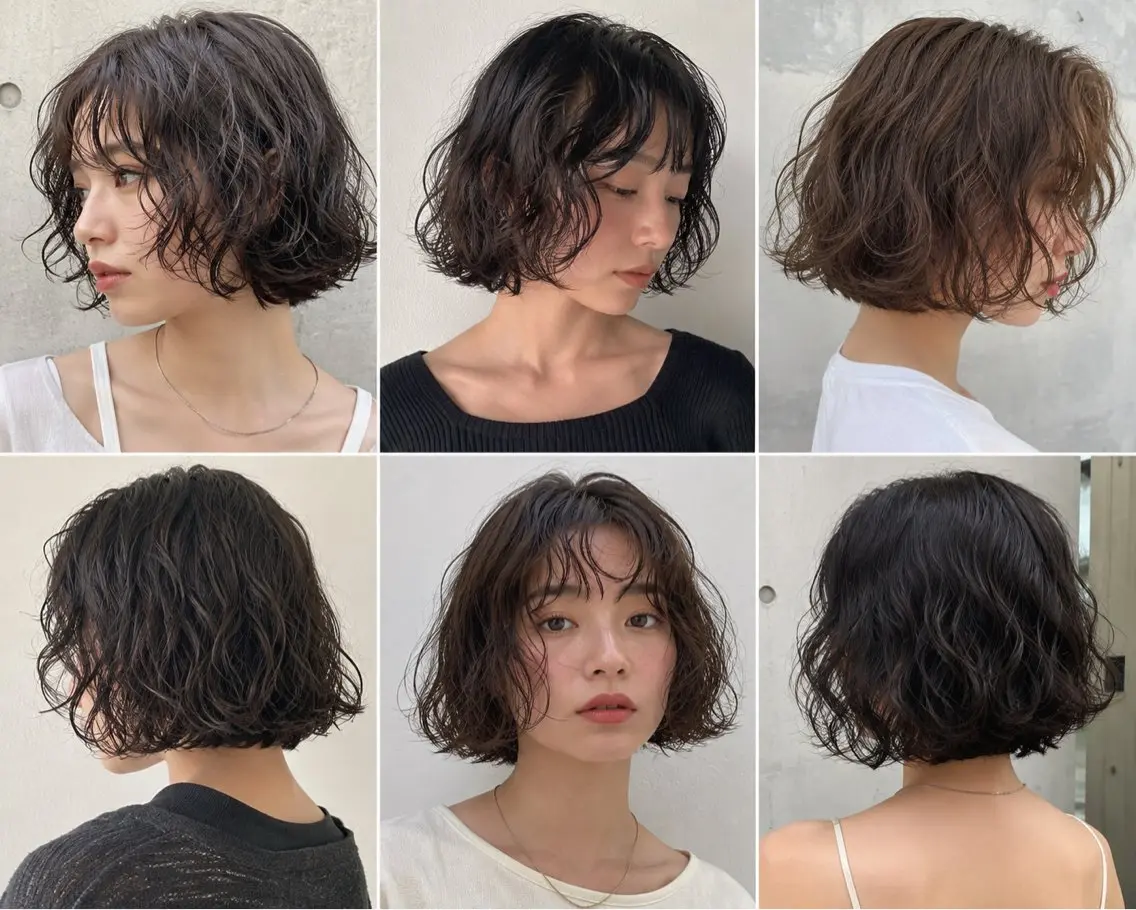 ミディアム パーマ カット パーマ ボブパーマ🍄レディ ーショート特化りょうのヘアスタイル