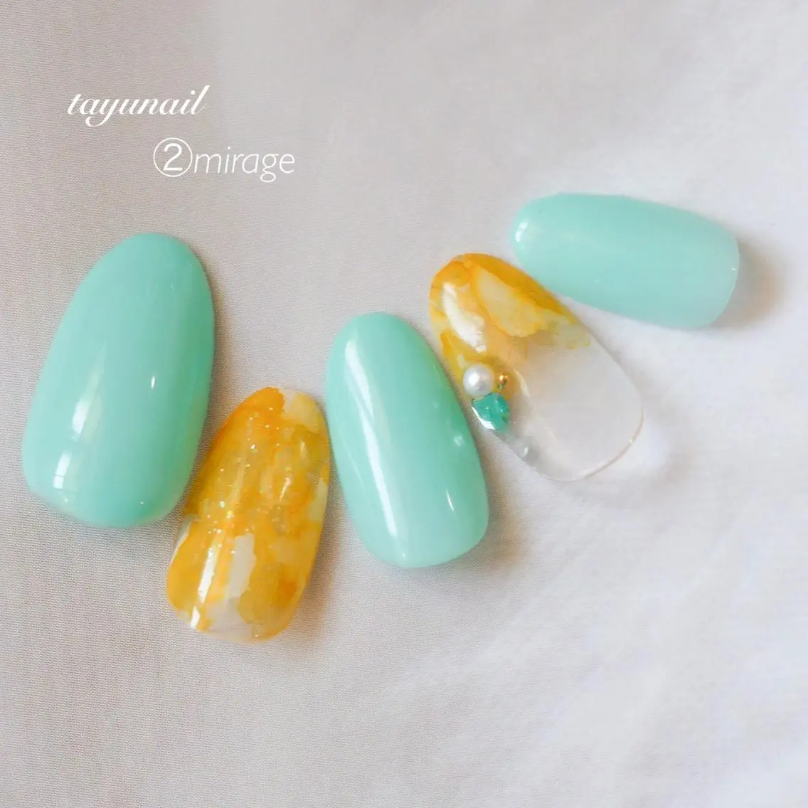 ネイル アートネイル ブルー ジェルネイル ワンカラーネイル パラジェル ネイルサロン 【たゆnail】のネイルデザイン
