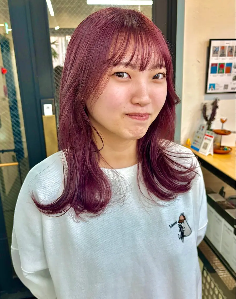 セミロング カラー ベージュカラー ブリーチ ラベンダーカラー ピンクカラー ピンクベージュ 暖色系特化さくら /福岡天神/レイヤーのヘアスタイル