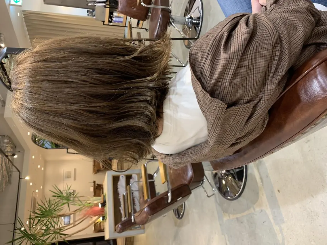 ミディアム カラー パーマ ヘアアレンジ メンズ キッズ ネイル マツエク・マツパ 中津No.1髪質改善 店長✨透ける暗髪のヘアスタイル