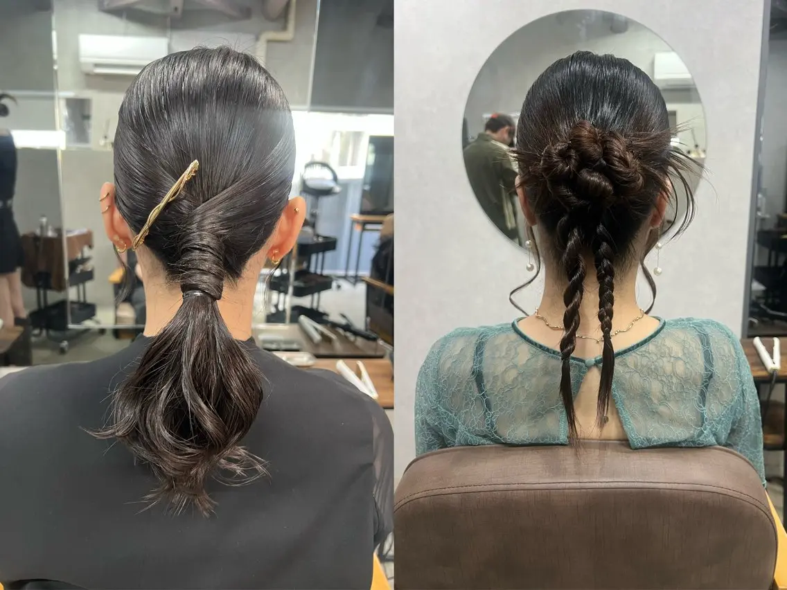 セミロング ヘアアレンジ ヘアセット YUI ハイトーンカラーのヘアスタイル