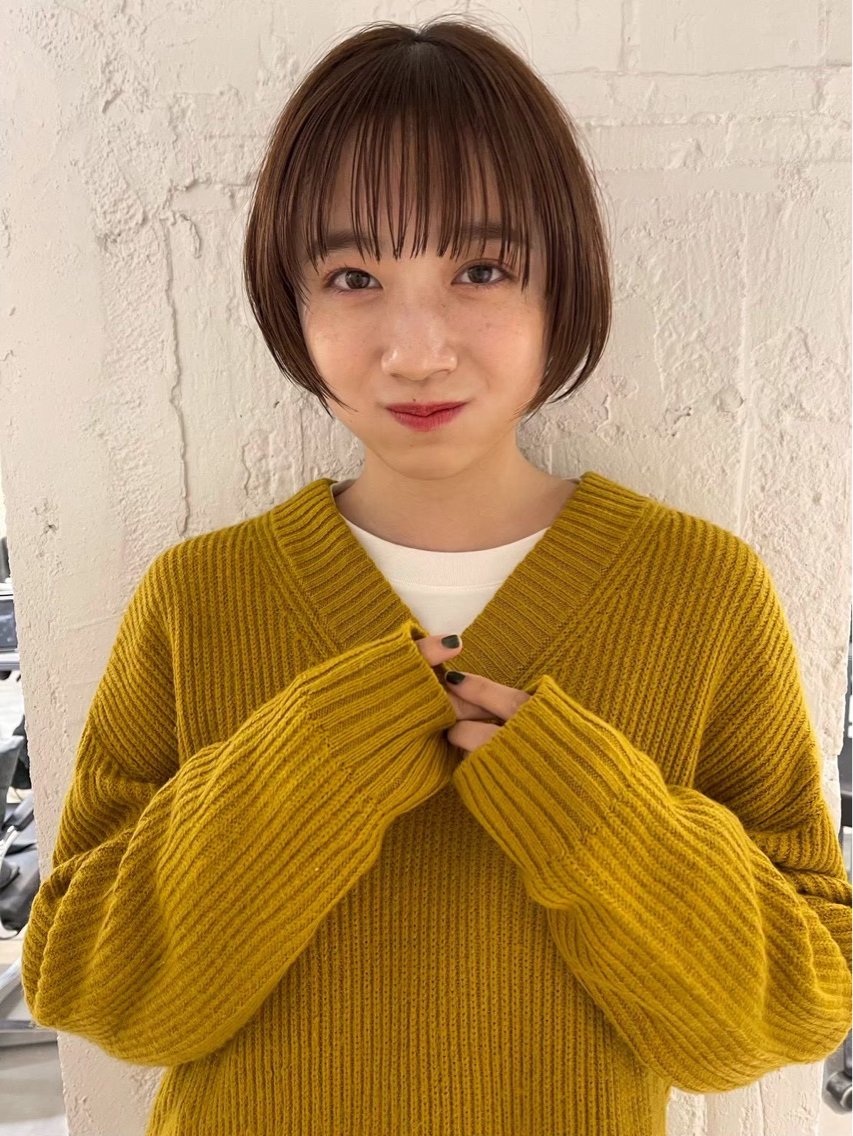 ショート カラー カット ヘアカラー ショートボブレイヤー 湯澤哲成のヘアスタイル