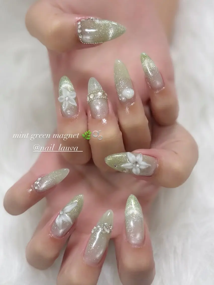 ネイル グリーン nailsalon lauva/京都伏見のネイルデザイン