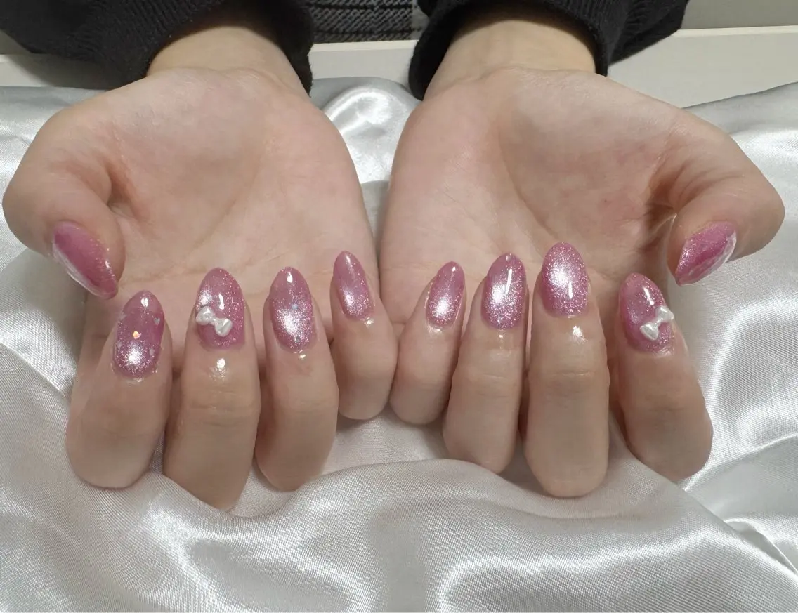 ネイル マグネットネイル ピンク Amule nailのネイルデザイン