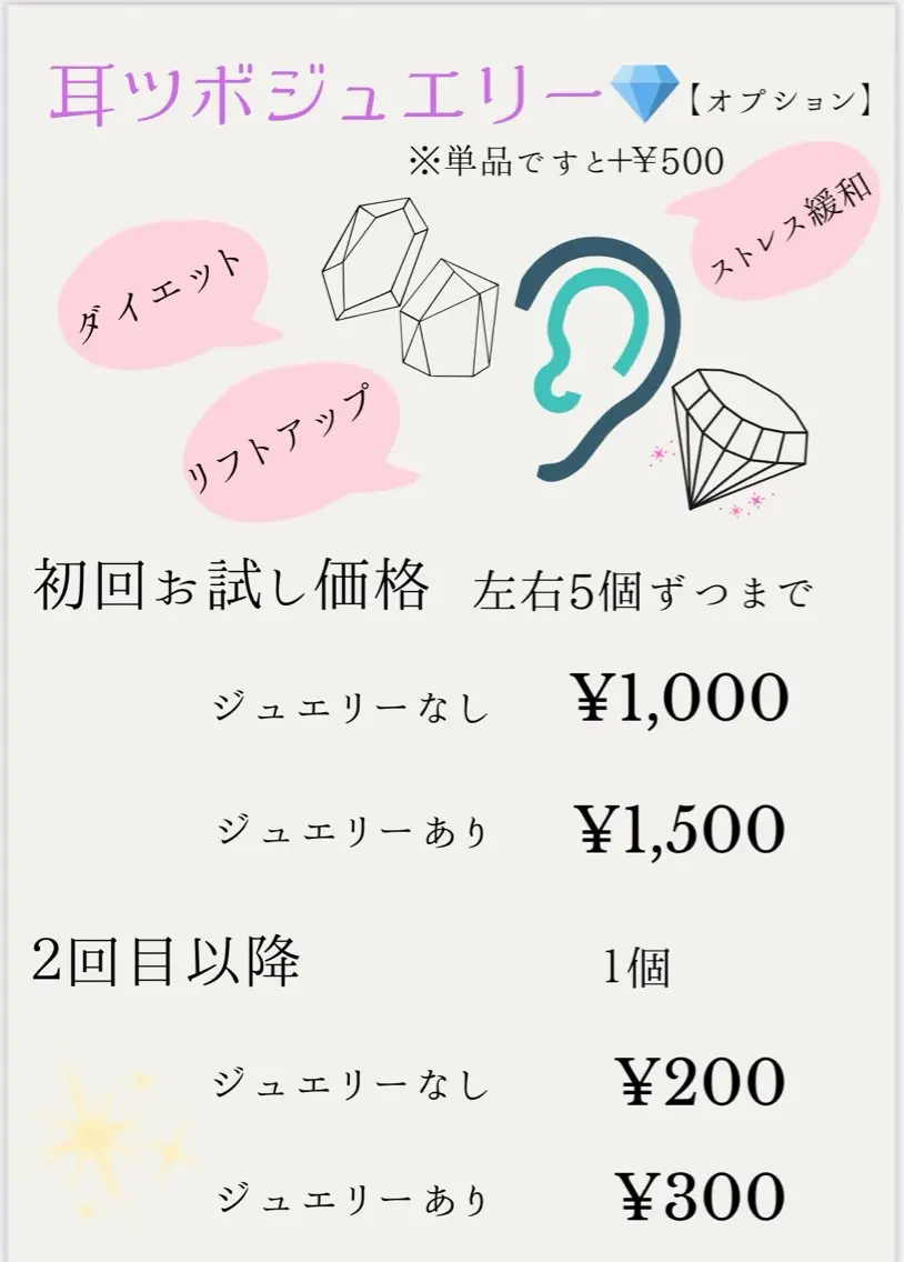 耳ツボジュエリー💎左右合わせて10個までの写真