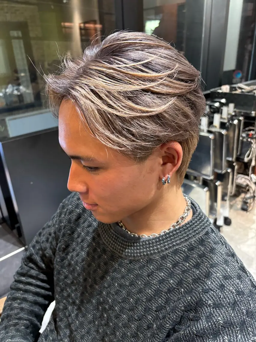 ショート ✂️メンズ センターパート✨陽気のヘアスタイル