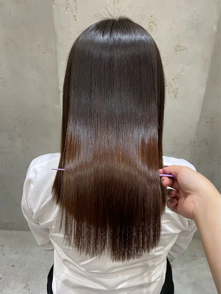 セミロング 髪質改善 縮毛矯正 カット ヘアカラー 縮毛矯正 トリートメント 韓国レイヤー/髪質 改善🎀ちなみのヘアスタイル