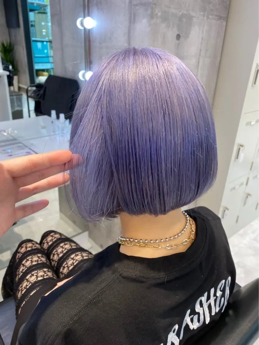 ショート カラー アッシュ アッシュグレー ベージュカラー ブリーチ ブロンド ヘアカラー トリートメント 【ときめき屋さん🎀 ハイトーン大和🎀】のヘアスタイル