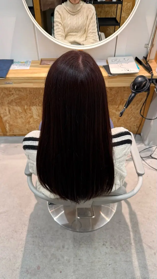 ロング カラー ボルドーカラー ヘアカラー キヨスミ ナツキのヘアスタイル