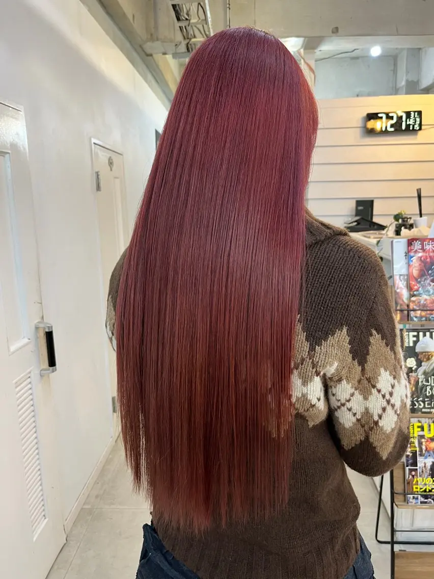 ロング カラー ピンクカラー カット ヘアカラー トリートメント GiseL 博多筑紫口店のヘアスタイル