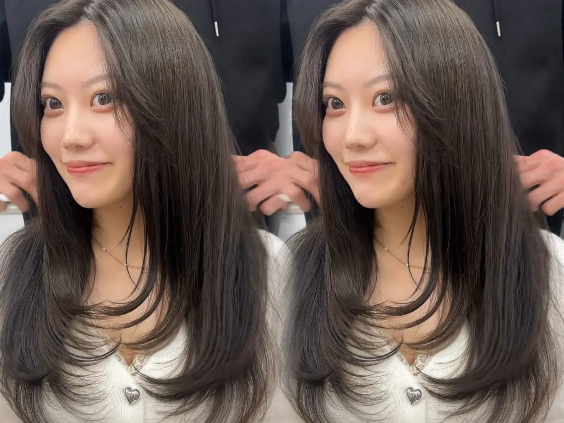 ロング カラー 山崎/ボブ縮毛矯正 レイヤー髪質改善のヘアスタイル
