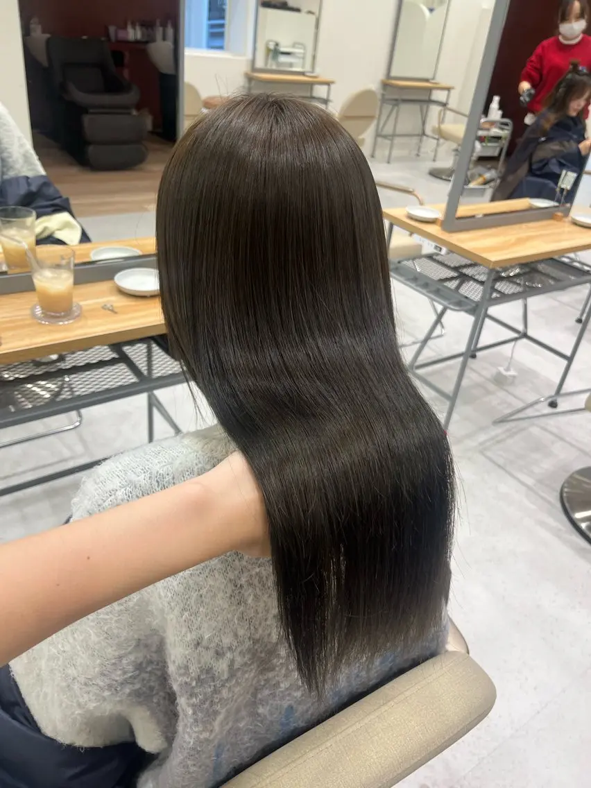 ロング カラー ベージュカラー ブリーチ 透明感カラー ダブルカラー ブリーチなしカラー ヨシカ/透明感カラー 酸性ストレートのヘアスタイル