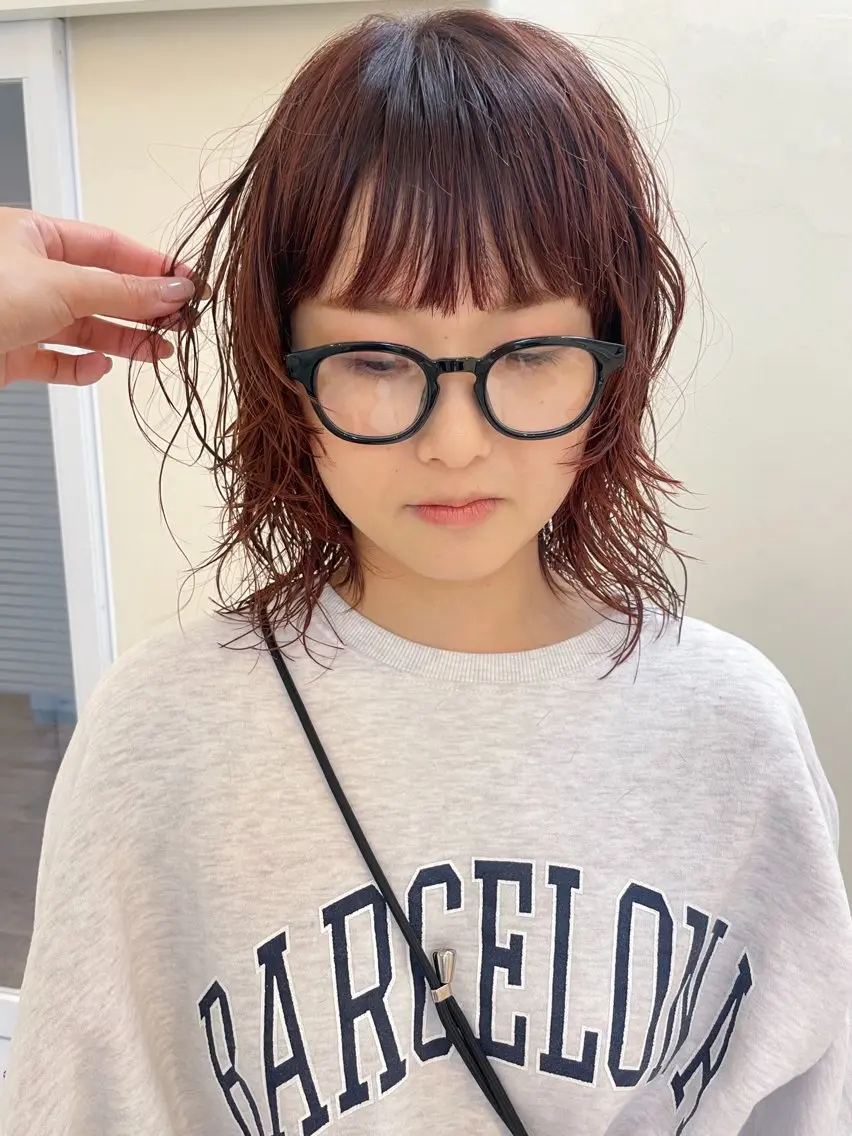 ミディアム カラー パーマ 吉江 結菜のヘアスタイル
