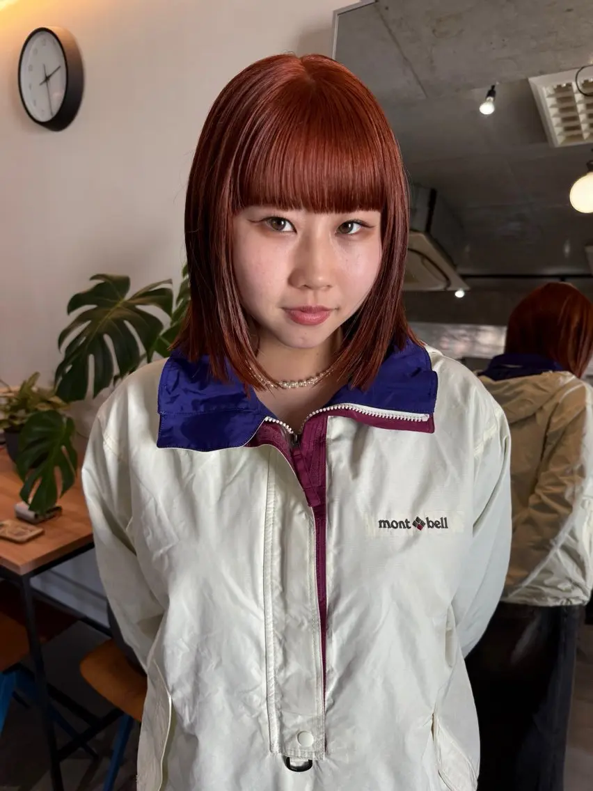 ショート オレンジブラウン カット ヘアカラー レイヤーカット\ウル フ　chinatsuのヘアスタイル