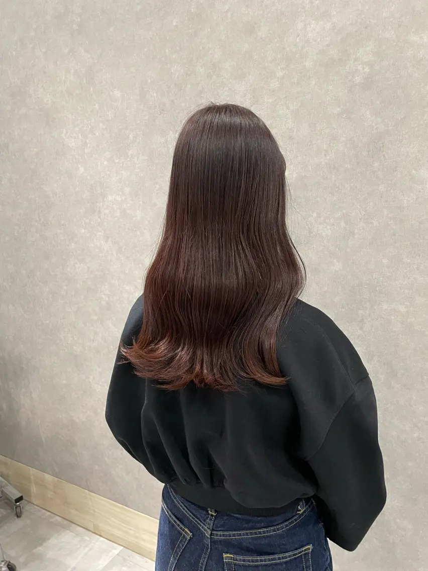 ロング カラー ブラウンカラー 透明感カラー ピンクカラー ピンクブラウン カット ヘアカラー つちくら あみのヘアスタイル