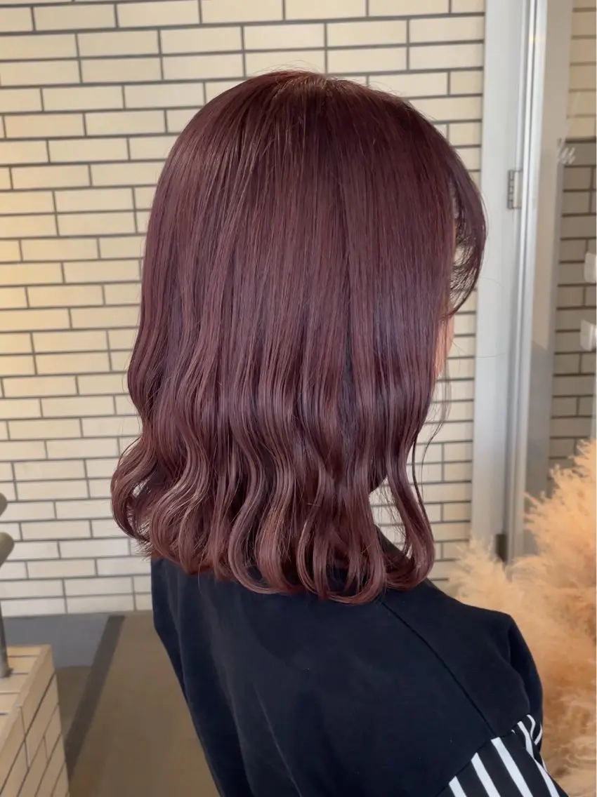 ミディアム カラー カシス ピンクカラー 黒田 優里 🎀🫧のヘアスタイル