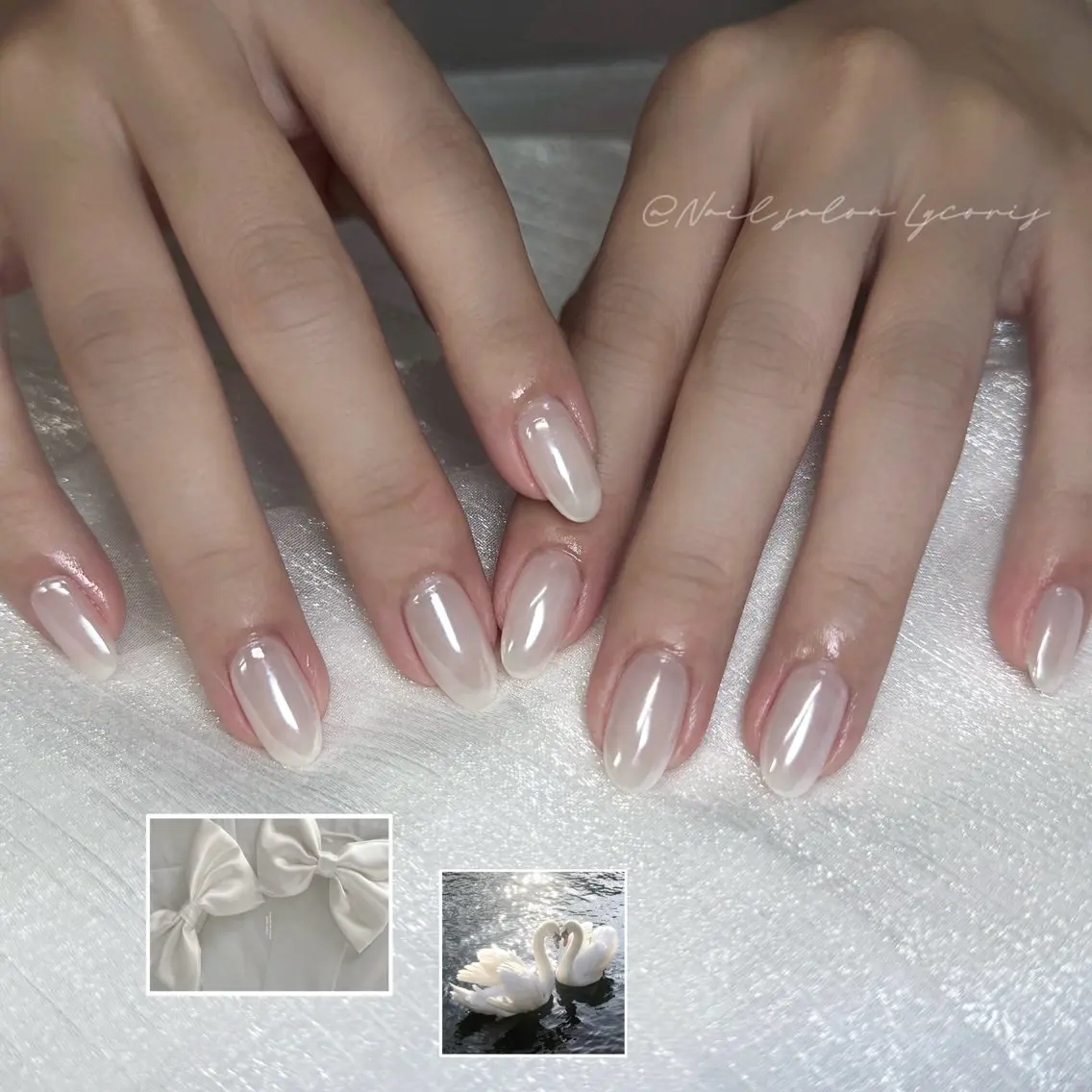 ネイル ミラーネイル ワンカラーネイル ホワイト Nail salon Lycoris キキのネイルデザイン