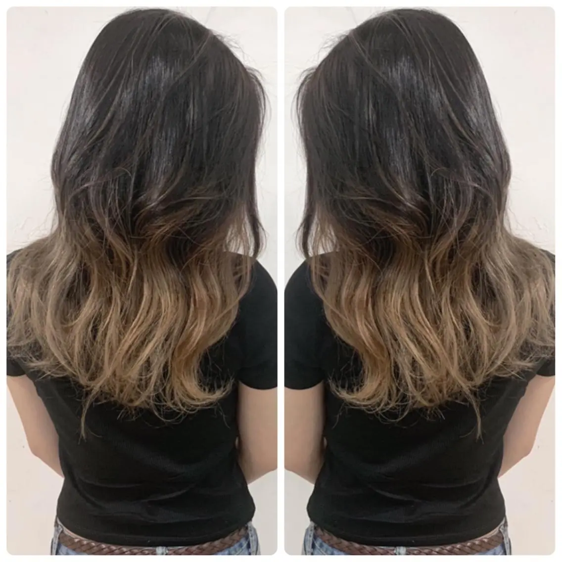 セミロング カラー アッシュ バレイヤージュ ブリーチ デザインカラー グレージュ カット ヘアカラー トリートメント 京都大人女性ショート 徒歩1分/秋山のヘアスタイル
