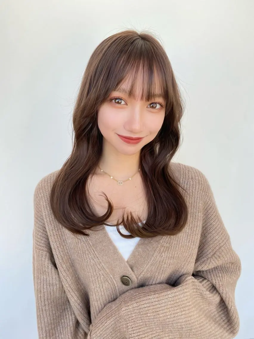 セミロング カラー カット ヘアカラー トリートメント ナチュラル韓国ヘア 🇰🇷塚田凌太のヘアスタイル