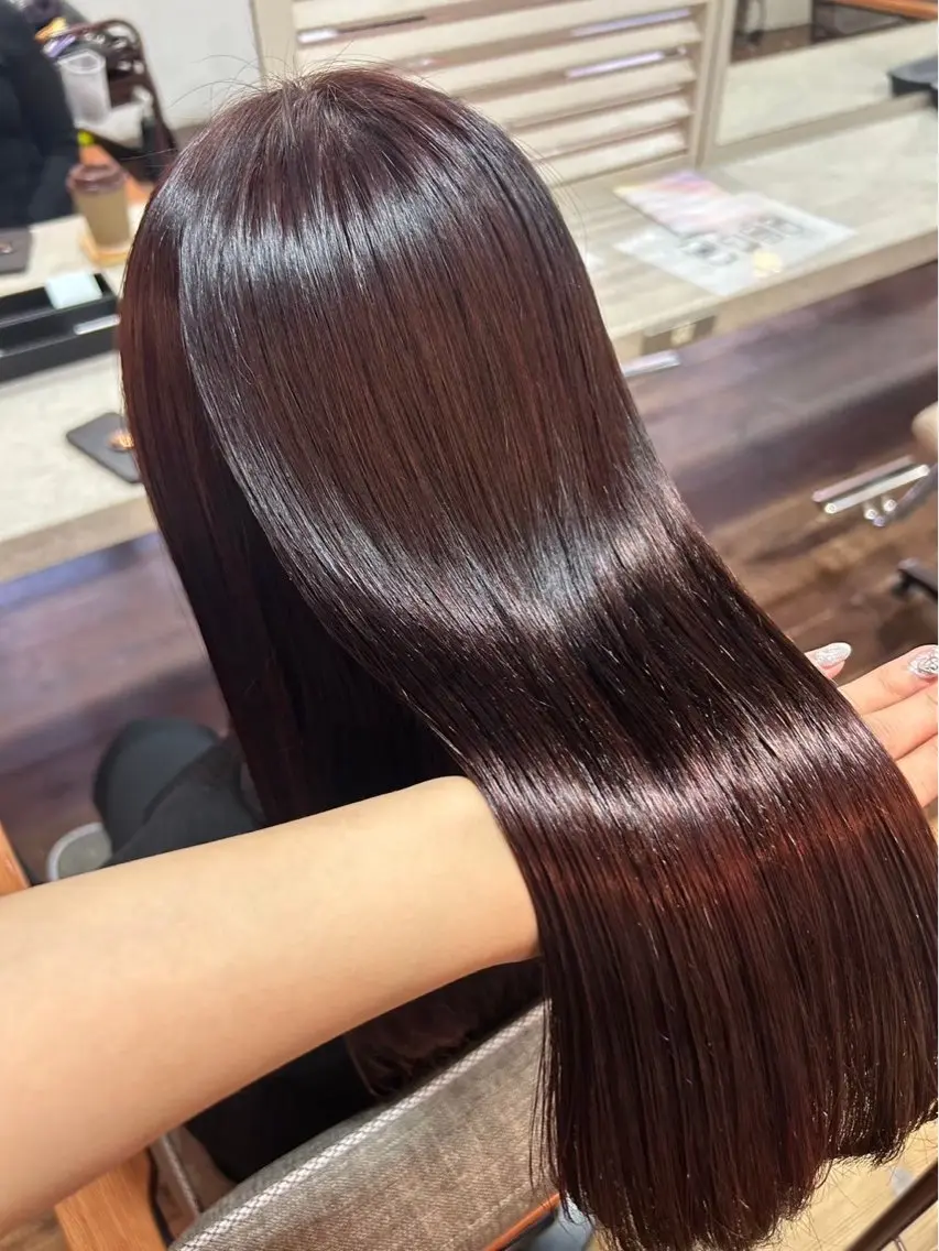 ロング 髪質改善 縮毛矯正 トリートメント 酸性ストレート 酸熱トリートメント 藤井 佑真のヘアスタイル