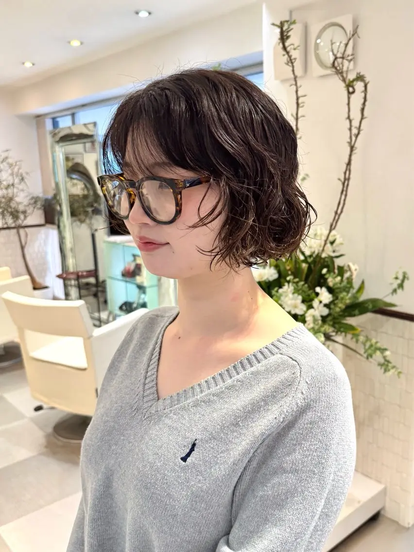 ショート パーマ ショートヘア カット パーマ トリートメント デジタルパーマ 🌀ボブ　萩原　龍のヘアスタイル