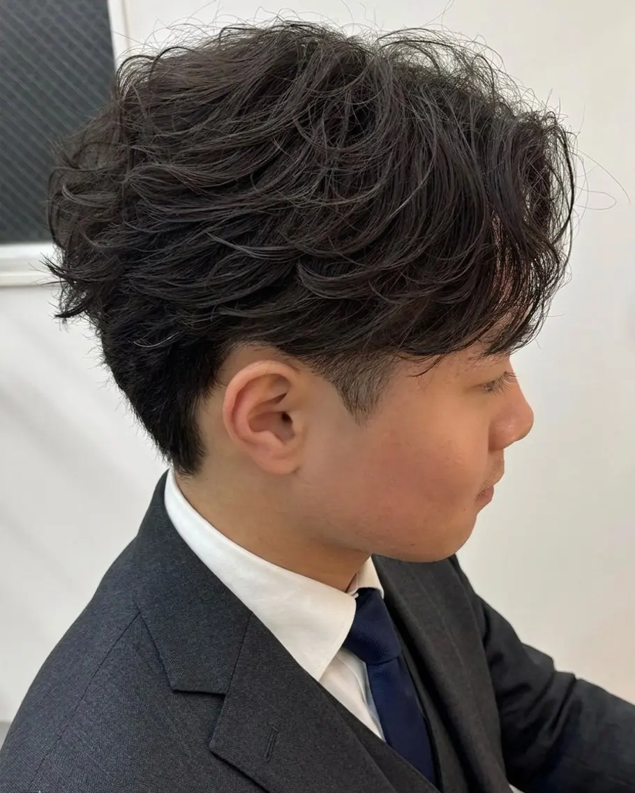 パーマ メンズ ビジネス フェザーパーマ メンズパーマ 保立フェザーパーマ 大人メンズヘア船橋駅のヘアスタイル