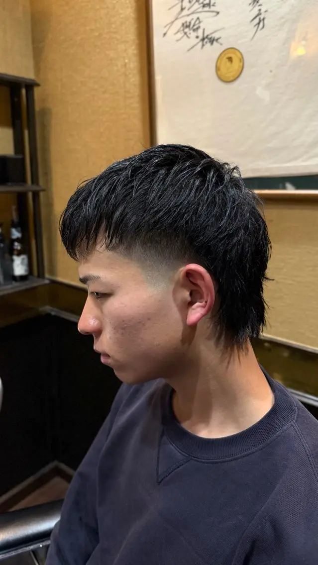 ミディアム マレットヘア フェード×パーマ職人 酒井悠成のヘアスタイル