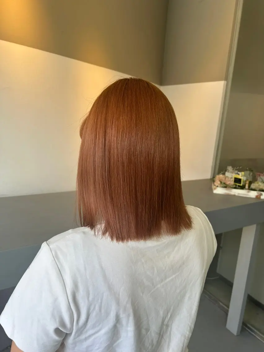 カラー オレンジ ヘアカラー トリートメント 筑紫野美容師 すずのヘアスタイル