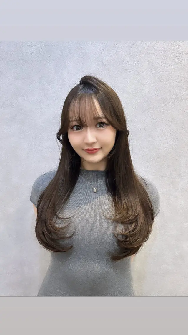 ロング カラー ヘアアレンジ ブラウンカラー レイヤーカット 🩷韓国ヘア/ヨシン モリ🩷Maikaのヘアスタイル