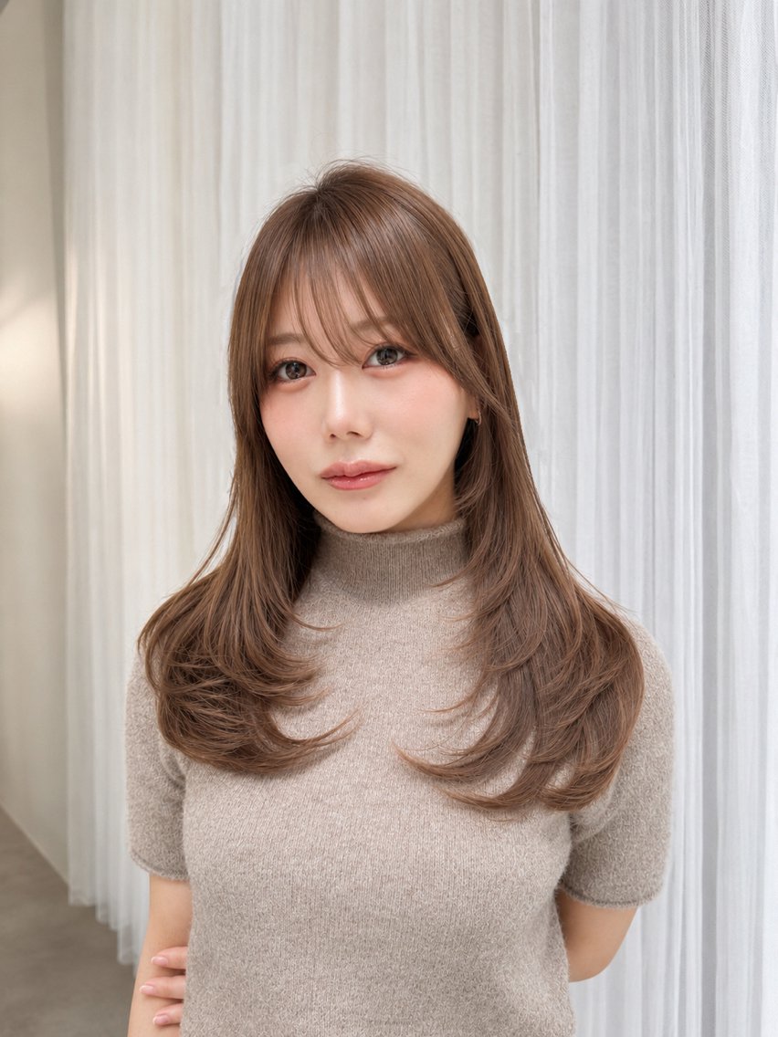 ロング カラー カット ヘアカラー トリートメント ヘッドスパ 💎結べるレイヤー/ 韓国/石戸谷💎のヘアスタイル