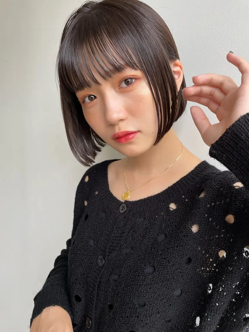 ミディアム 切りっぱなしボブ ボブ 表参道/個室シェア サロン/中山優介のヘアスタイル
