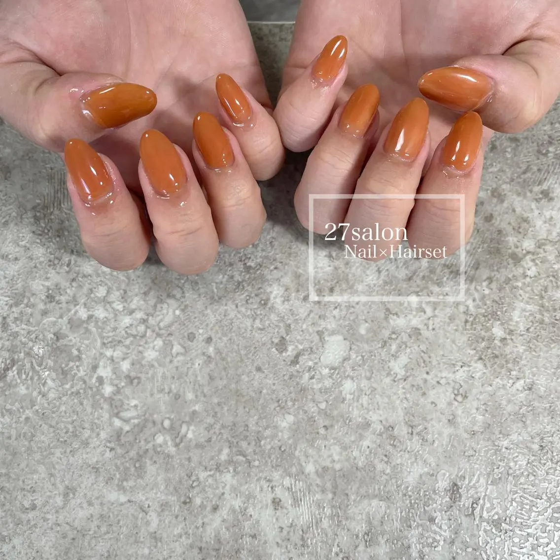 ネイル ワンカラーネイル オレンジ 27salon yuinaのネイルデザイン