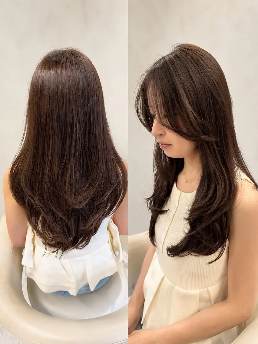 ロング 髪質改善 レイヤーカット 縮毛矯正 トリートメント カット ヘアカラー 縮毛矯正 トリートメント 髪質改善/縮毛矯正 心斎橋/池本有宏のヘアスタイル
